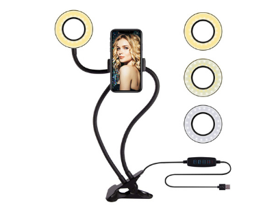 Aro de luz para selfie con soporte móvil