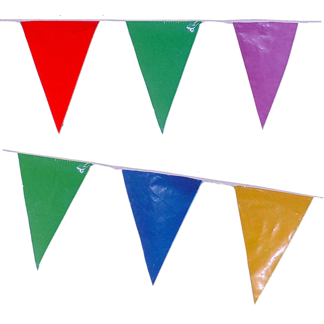Banderines triangulares para fiestas. Paquete 50 metros.