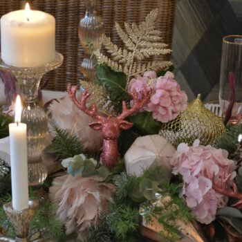Decoración mesa navideña con velas