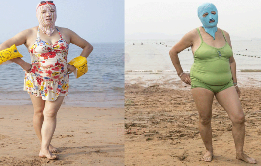 Playa-mujer-con-disfraz Playa-mujer-con-disfraz