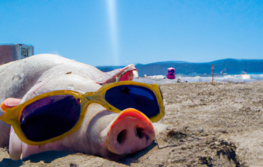 Diseño sin título (15) Cerdo tomando el sol con gafas