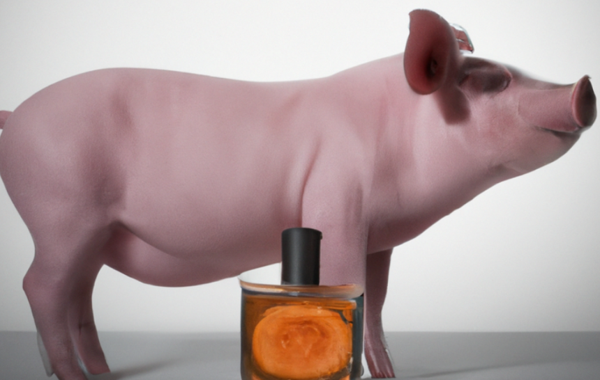 Cerdo con colonia en fondo blanco Cerdo con colonia en fondo blanco