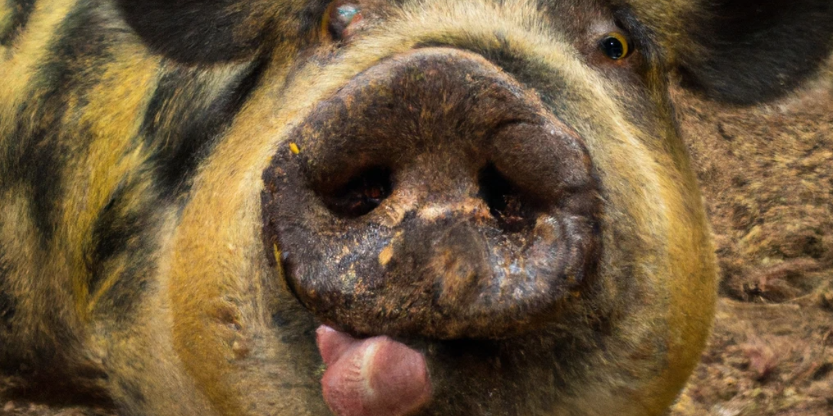 Cerdo sacando lengua