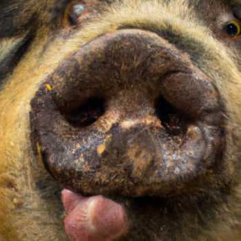 Cerdo con lengua sacada