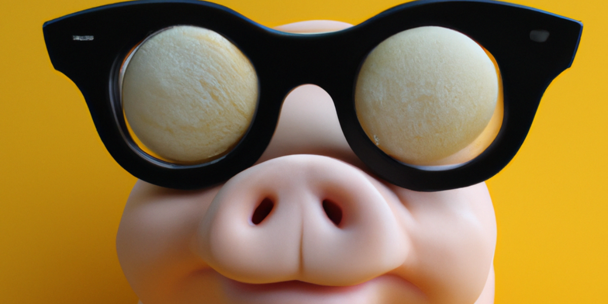 Cerdo con gafas de corcho