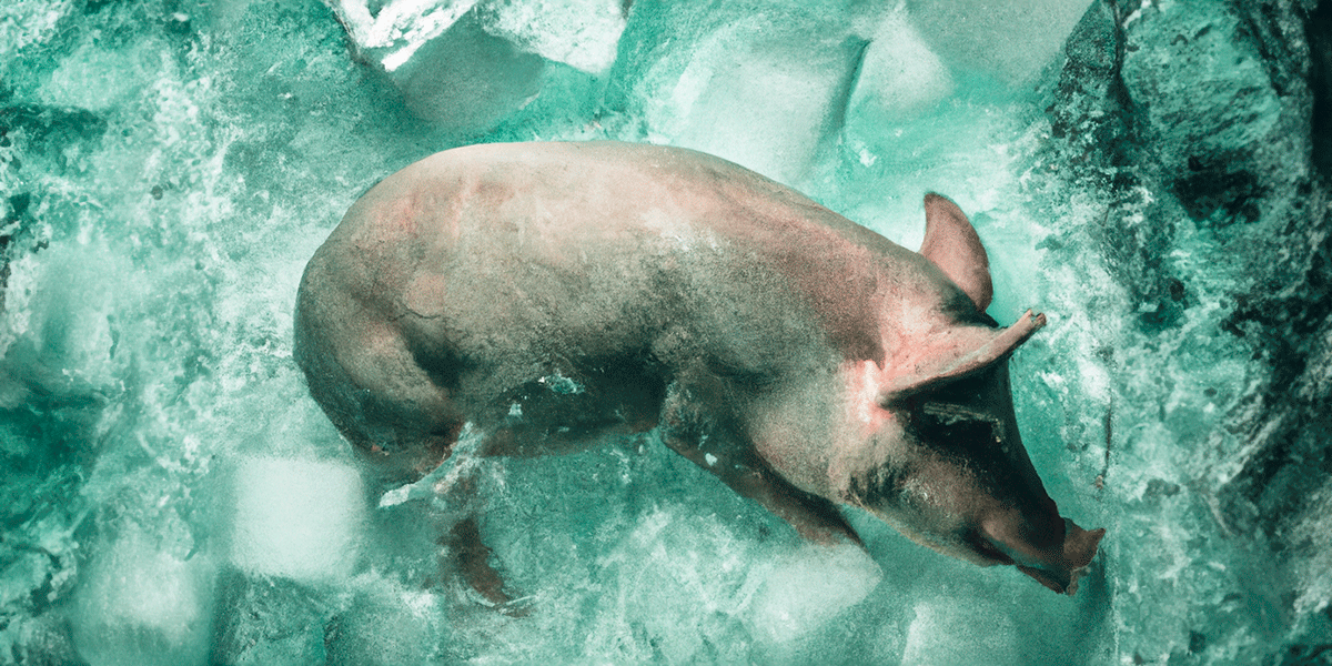 Cerdo en agua congelada
